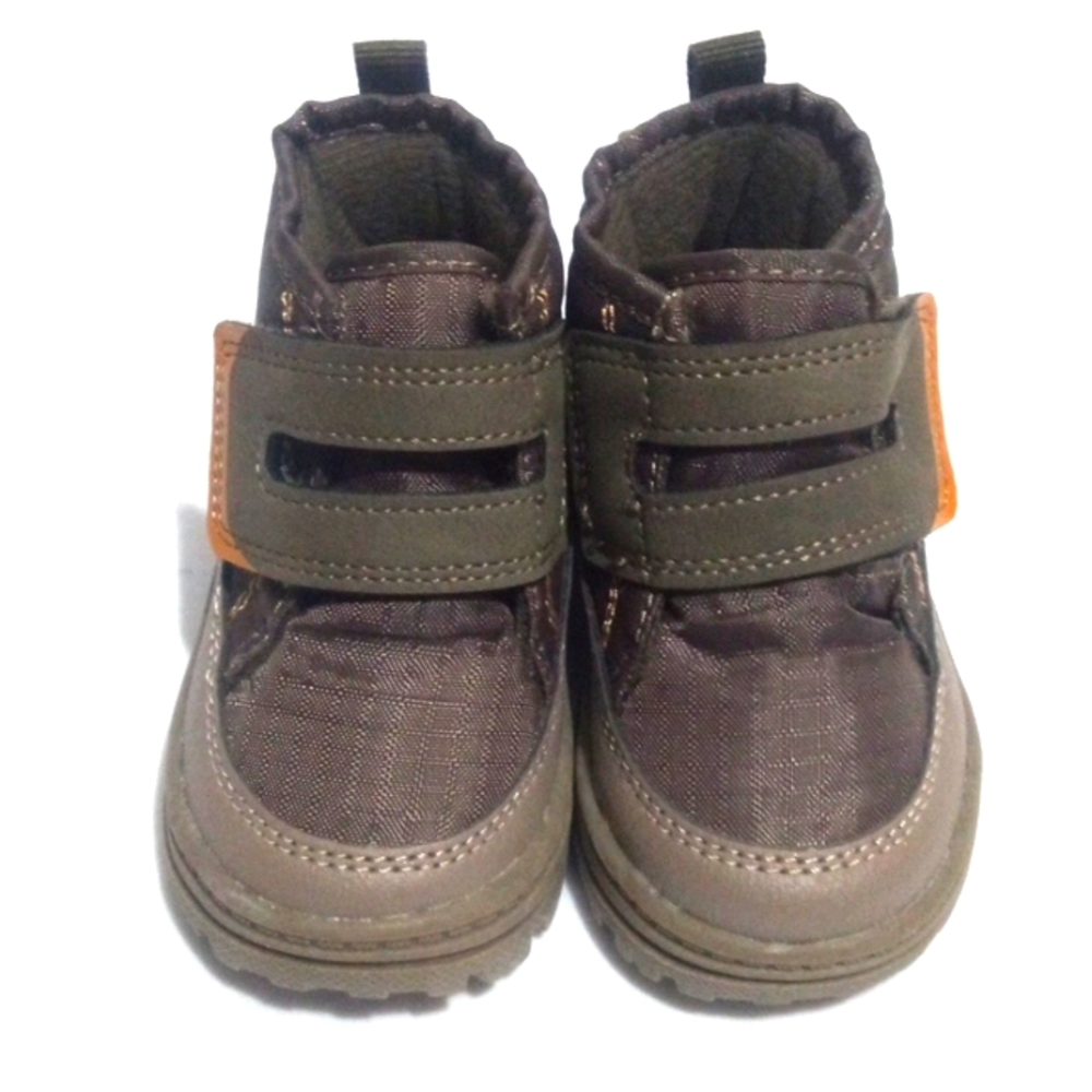 CARTER'S KIDS BROWN ARMY GREEN HIGHTOP SNEAKER BOOTS SIZE 4 TODDLER NWT